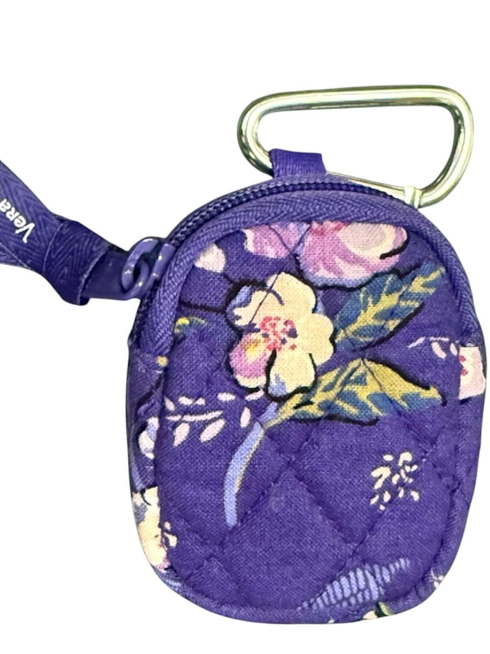 Vera Bradley Purple quilted wild roses Mini Key Pouch